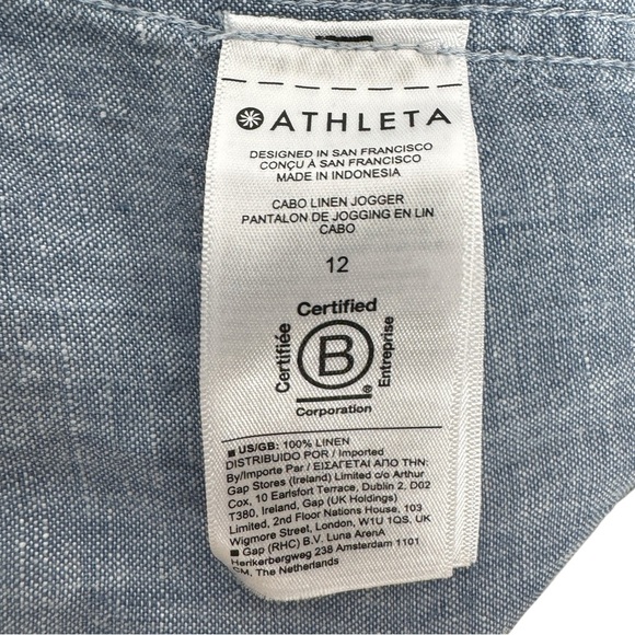 Athleta Cabo Linen Joggers, Light Blue, Size 12 - Picture 5 of 7